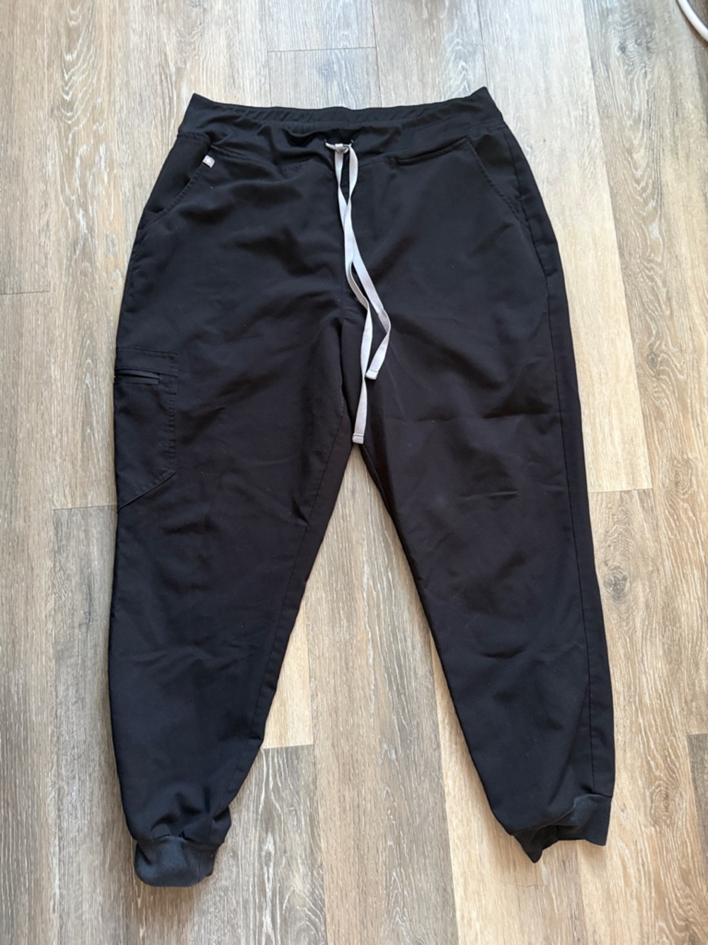 Figs Black Jogger Scrub Pants with Grey Drawstring